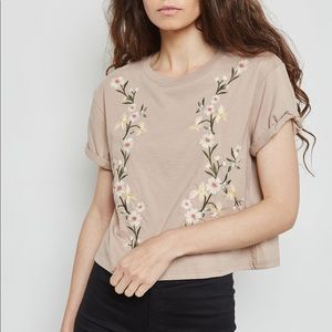 Topshop Floral Embroidered Cropped Tee